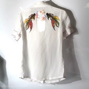 Da-Nang Button Down Boho White Blouse NWOT Size 6X